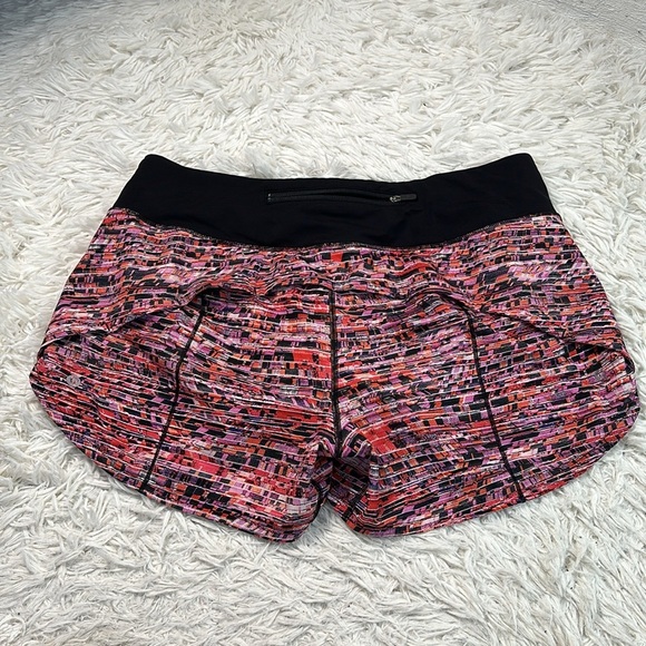 Lululemon Speed Up Short Long *4" Updated Fit Flash Pleat Orange Multi / Black - Picture 4 of 6